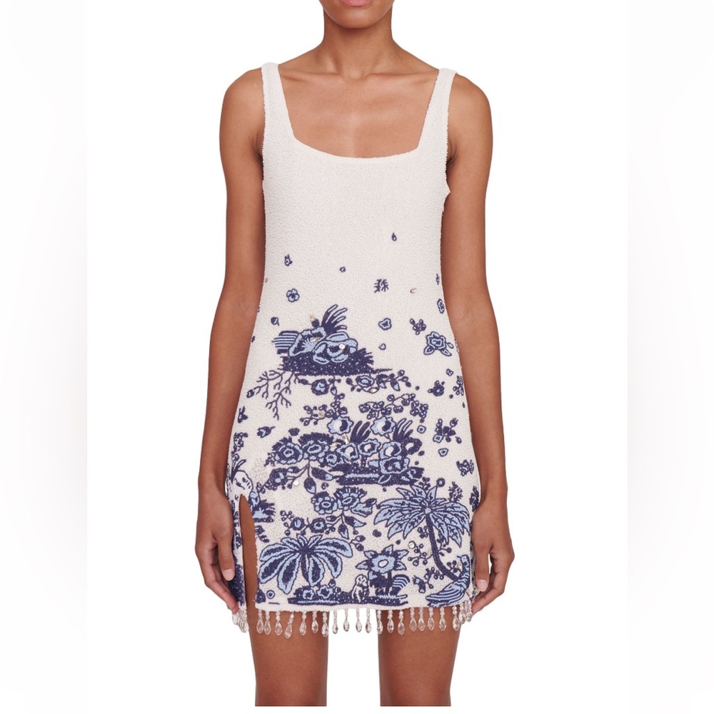 STAUD Le Sable Floral Beaded Minidress sz 4 NWT - Picture 2 of 10